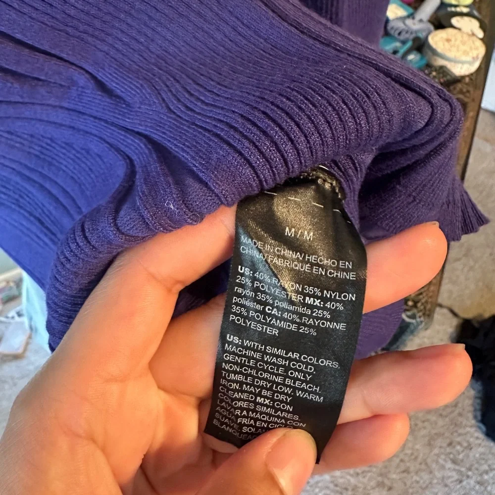 White House Black Market Purple Ribbed Turtleneck Sweater - Picture 8 of 10